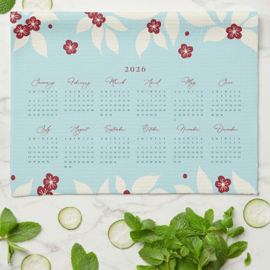 Partridge Pear Tree 2026 Calendar キッチンタオル (折り畳み)