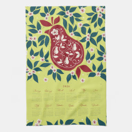 Partridge Pear Tree 2026 Calendar - Bartlett Green キッチンタオル