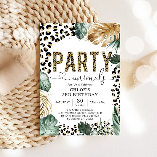 Party Animal Leopard Boy Birthday Invitation 招待状