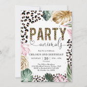 Party Animal Leopard Girl Birthday Invitation 招待状 (正面)