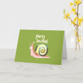 Party animal snail greetings card (green) カード (黄色い花)