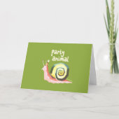 Party animal snail greetings card (green) カード (正面)