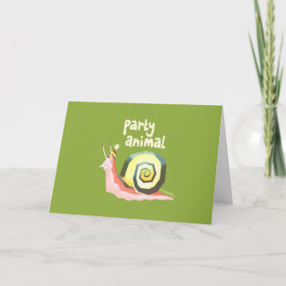 Party animal snail greetings card (green) カード