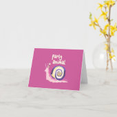 Party animal snail greetings card (pink) カード (黄色い花)