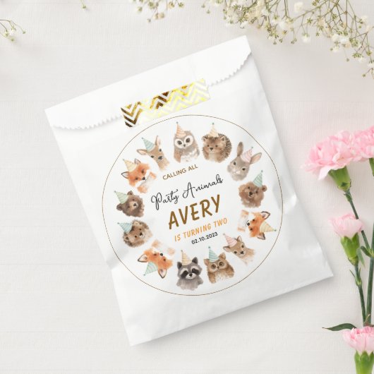 Party Animals 2nd Birthday | Cute Jungle Animal フェイバーバッグ (封をした状態)