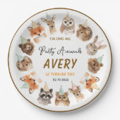 Party Animals 2nd Birthday | Cute Jungle Animal ペーパープレート (正面)