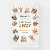 Party Animals 2nd Birthday | Cute Jungle Animal 横断幕 (縦)