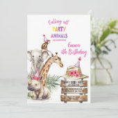Party Animals 6歳の誕生日招待状 | サファリ動物 招待状 (スタンド正面)