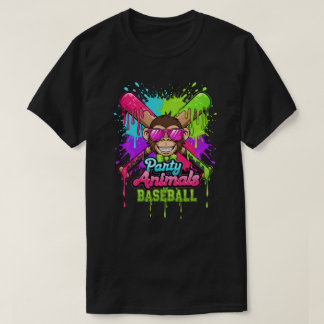 Party Animals Baseball Funny Monkey Baseball Lover Tシャツ