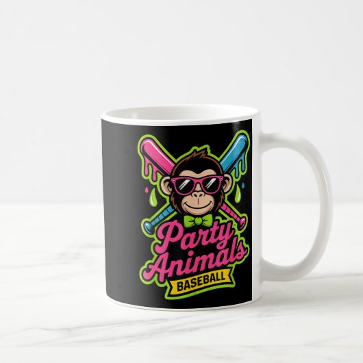 Party animals baseball funny monkey vibrant slime  コーヒーマグカップ (右)