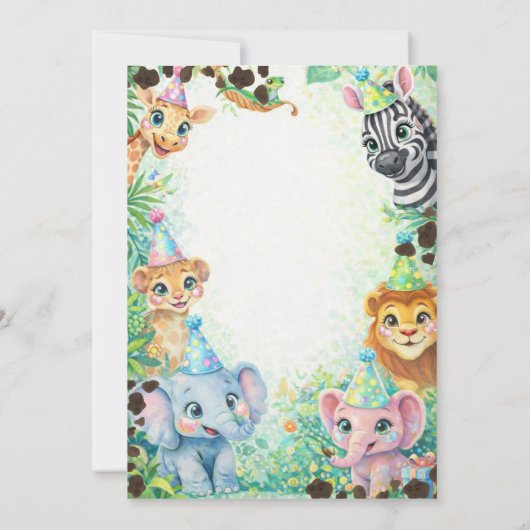 Party Animals Birthday Colorful Rainbow  招待状 (裏面)