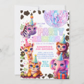 Party Animals Birthday Invitation | Rainbow Disco 招待状 (正面)
