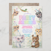 Party Animals Birthday Invitation | Rainbow Safari 招待状 (正面/裏面)