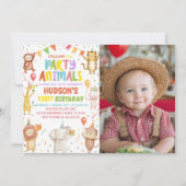 Party Animals Birthday Party Photo Invitation サンキューカード (正面)