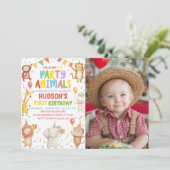 Party Animals Birthday Party Photo Invitation サンキューカード (スタンド正面)
