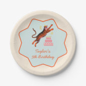 Party Animals Colorful Tiger Kids Birthday ペーパープレート (正面)