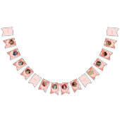 Party Animals Girl's First Birthday Photo Collage バンティングフラッグ (全)