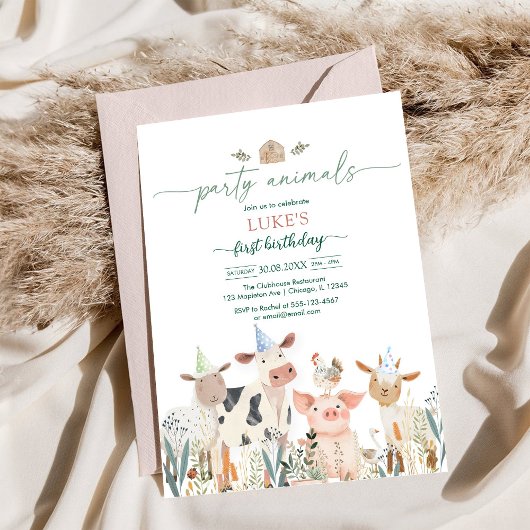 Party Animals Kids Birthday Invitation 招待状