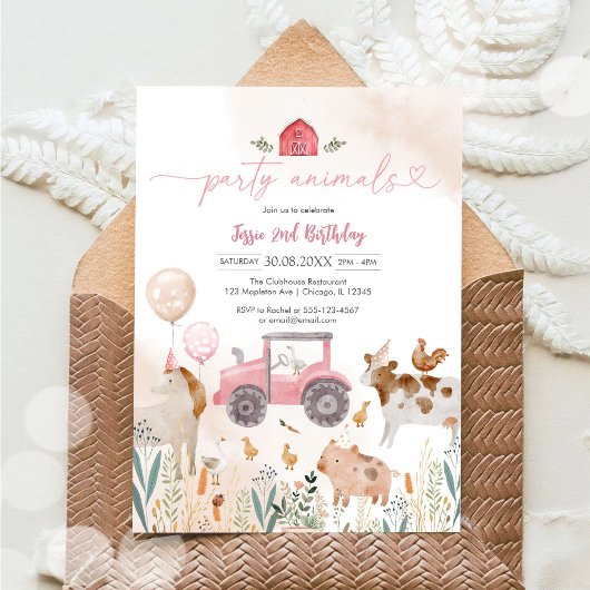 Party Animals Kids Birthday Invitation 招待状