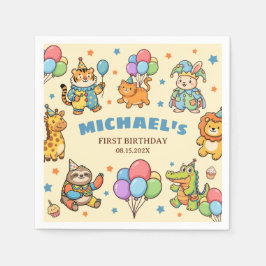 Party Animals Kids' Birthday Party Whimsical ZOO  スタンダードカクテルナプキン