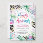 Party Animals Leopard Jungle Birthday Invitation 招待状 (正面)