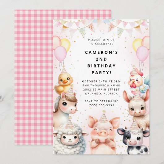 Party Animals Safari Birthday Party Invitation 招待状 (正面/裏面)