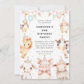 Party Animals Safari Birthday Party Invitation 招待状 (正面)