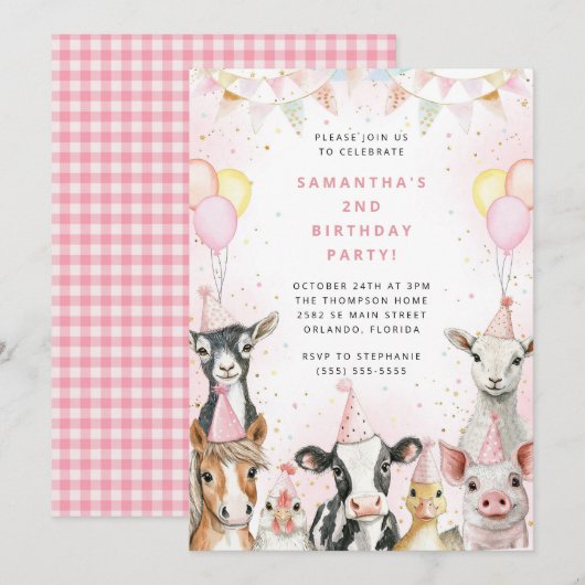 Party Animals Safari Birthday Party Invitation 招待状 (正面/裏面)