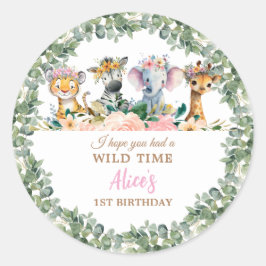 Party Animals Safari Girl Jungle Wild  ラウンドシール