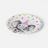 Party Animals Safari Wild Elephant Jungle Birthday ペーパープレート (アングル)