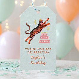 Party Animals Tiger Kids Birthday Thank You ギフトタグ
