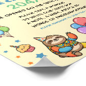 Party Animals ZOO First Birthday Time Capsule Sign ポスター (角)