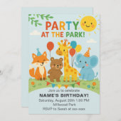 Party at The Park Animals Birthday Invitation 招待状 (正面/裏面)