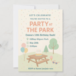 Party at The Park Birthday Invitation 招待状