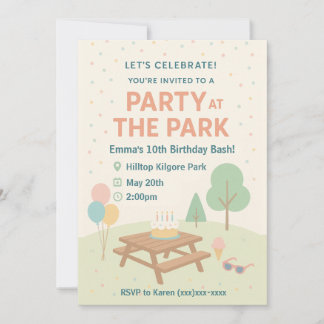Party at The Park Birthday Invitation 招待状