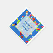 Party Balloons Floating in Blue Sky Custom Text スタンダードカクテルナプキン (角)