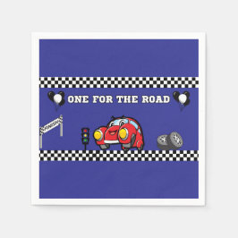 PARTY BLUE 4.75" 1ST BIRTHDAY RACE CAR COCKTAIL スタンダードカクテルナプキン