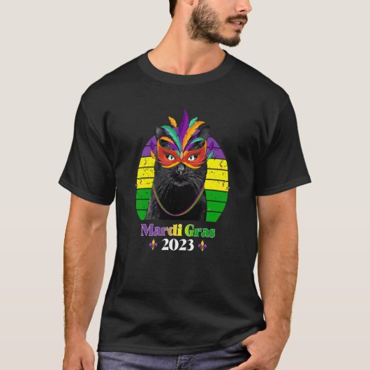 Party Cat Mask Beads Mardi Gras 2023  9 Tシャツ (正面)