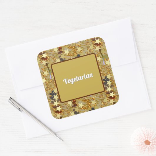 Party Celebration Glitzy Vegetarian Food  スクエアシール (封筒)