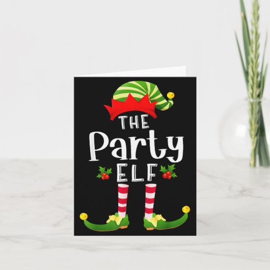 Party Christmas Elf Matching Pajama X-mas Party カード (正面)