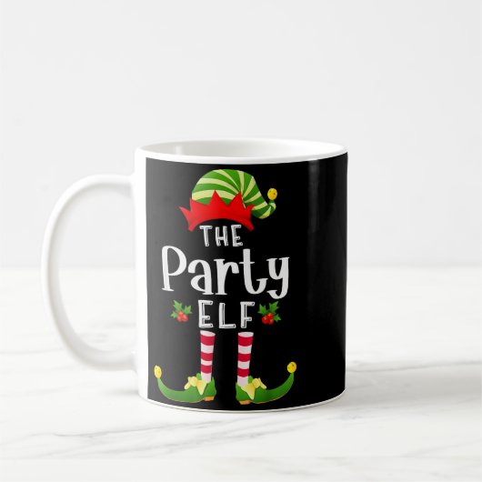 Party Christmas Elf Matching Pajama X-mas Party コーヒーマグカップ (左)