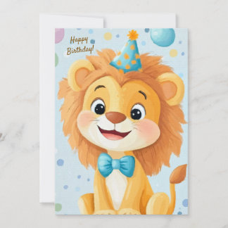 Party Cute Animal Birthday Invitation Lion 招待状