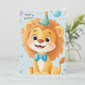 Party Cute Animal Birthday Invitation Lion 招待状 (スタンド正面)