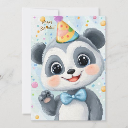 Party Cute Animal Birthday Invitation Panda 招待状 (正面)
