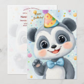 Party Cute Animal Birthday Invitation Panda 招待状 (正面/裏面)