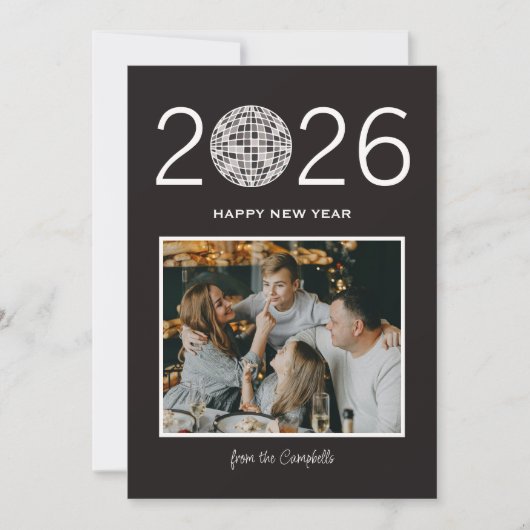 Party disco ball big modern photo new year card シーズンカード (正面)