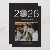 Party disco ball big modern photo new year card シーズンカード (正面/裏面)