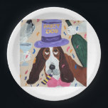 Party Dog Basset Hound  ペーパープレート<br><div class="desc">The whimsy of this doggie is meant to bring joy to someone's day!</div>