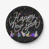 Party Hats and Confetti New Years ペーパープレート (正面)