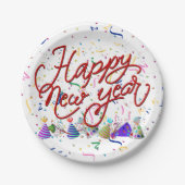 Party Hats and Confetti New Years ペーパープレート (正面)